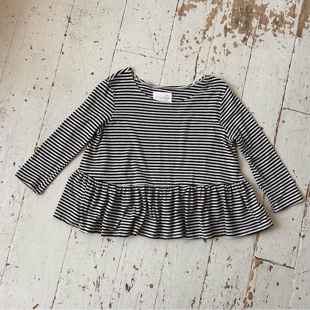 Free People Parisian Stripe Peplum Top